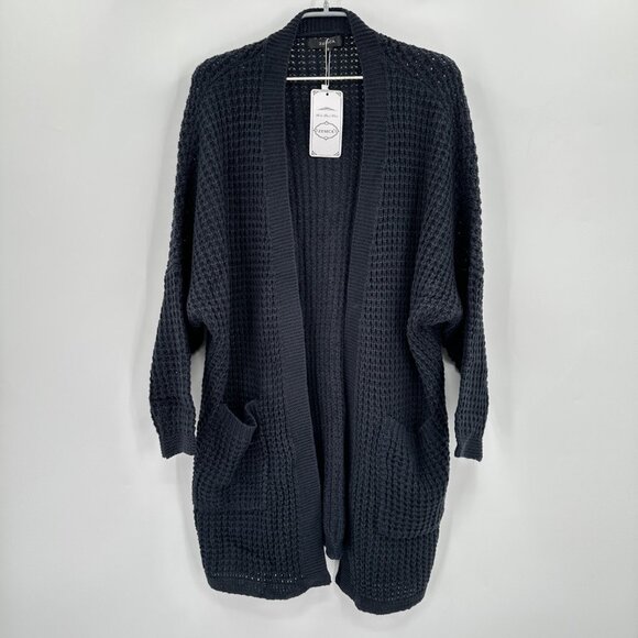 ZESICA Women's Open Front Knitted Sweater Cardigan in Navy Blue size S Small NWT - Picture 2 of 7